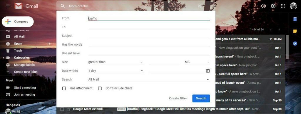 filter gmail