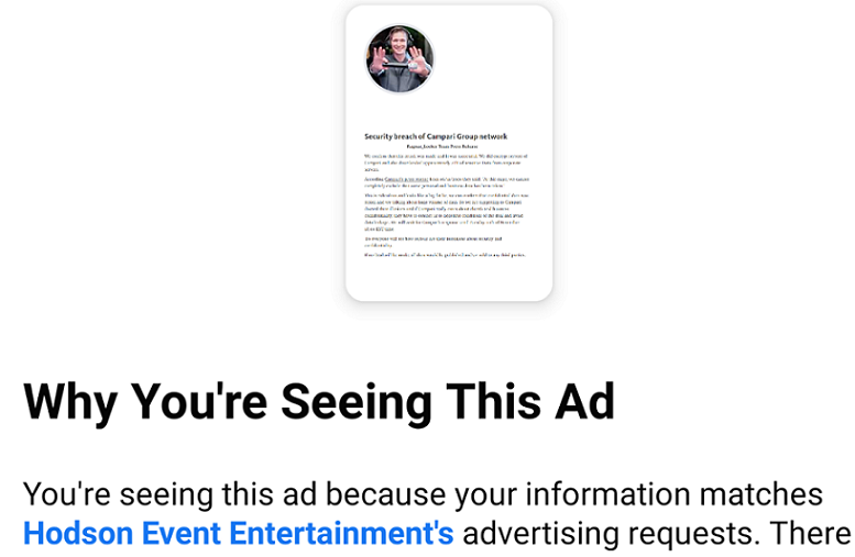 Facebook Ad : By Ransomware Group.