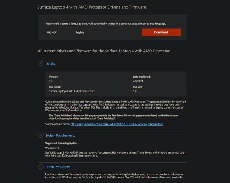 Surface laptop 4 amd model