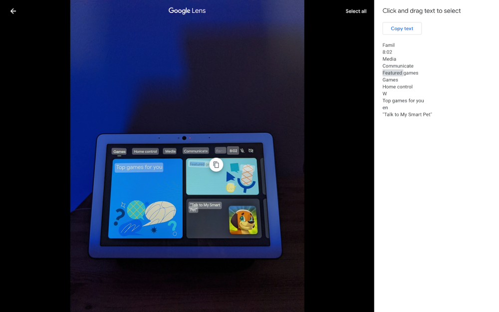Google Lens on Desktop with OCR