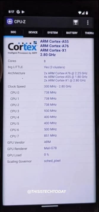 Google Tensor SoC specs